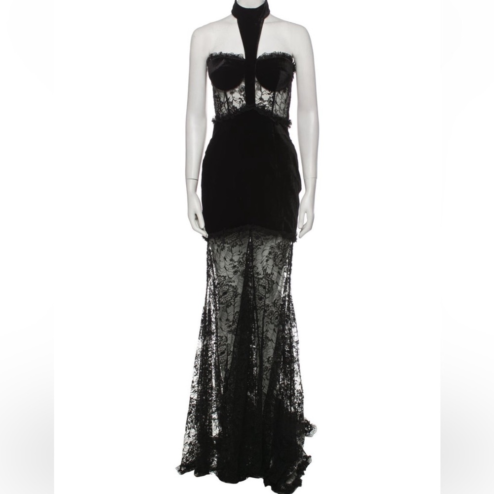 Alessandra Rich Black Lace Gown
